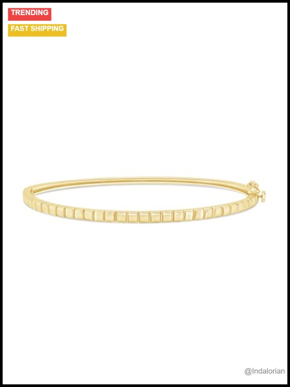 Sterling Silver 14K Yellow Gold Plated Oval Bangle Bracelet 7 in